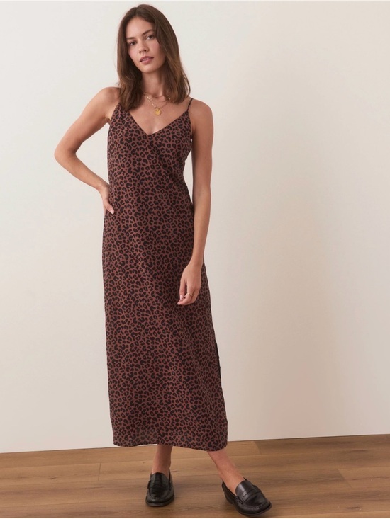 Marine Layer Dresses & Skirts - Marine Layer Brown Leopard Slip Midi Dress Adjustable Straps V Neck Size S